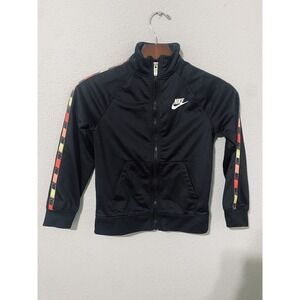 Nike Boy Black Long Sleeves Zippered Sweater Size 6-7 Years Embroidered‎ Logo